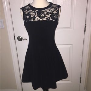 Black Lace Pleated Dress
